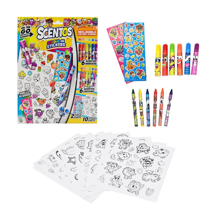 Scentos On The Go Colour In Stickers Colouring Set - Jaiman Toys