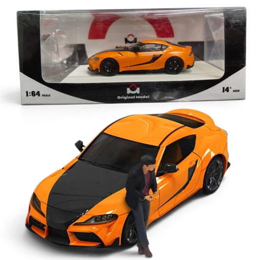 Original Model 1:64 Toyota GR Supra Orange F&F Edition Diecast Model Car | Premium Collectible with Figurine