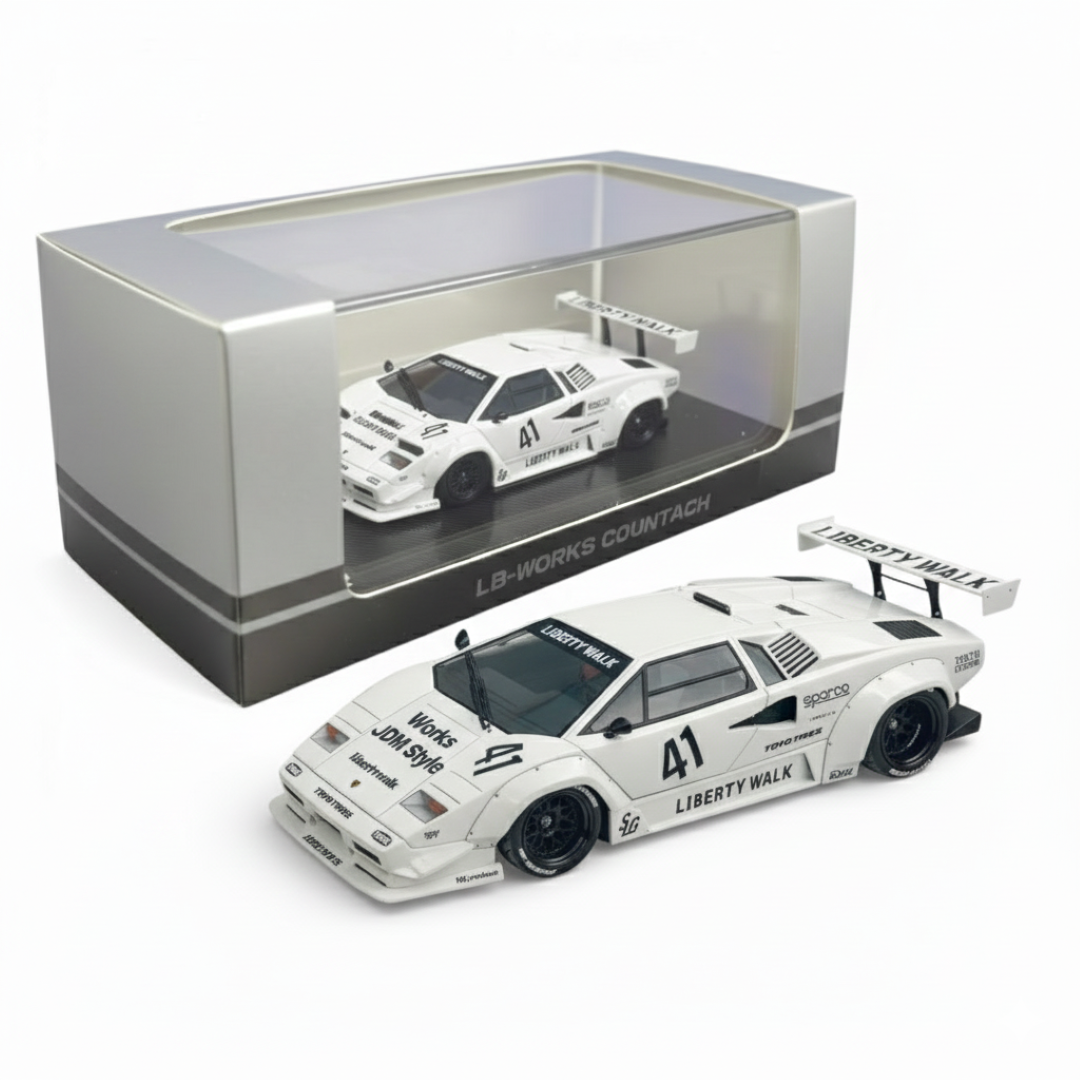 Vision64 1:64 Lamborghini Countach LBWK Liberty Walk White Diecast Scale Model Car