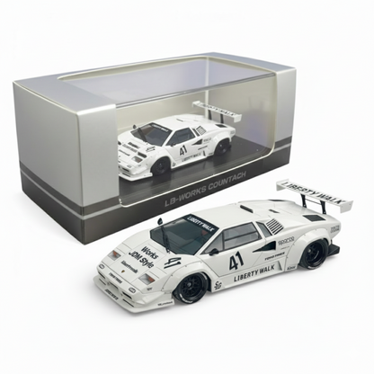Vision64 1:64 Lamborghini Countach LBWK Liberty Walk White Diecast Scale Model Car