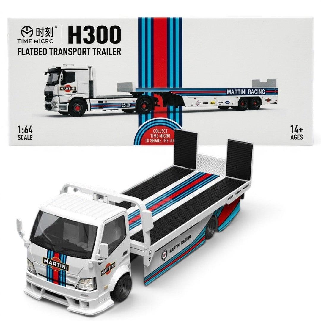Time Micro 1:64 H300 Flatbed Transport Trailer – Martini Racing Livery | Premium Diecast Car Carrier