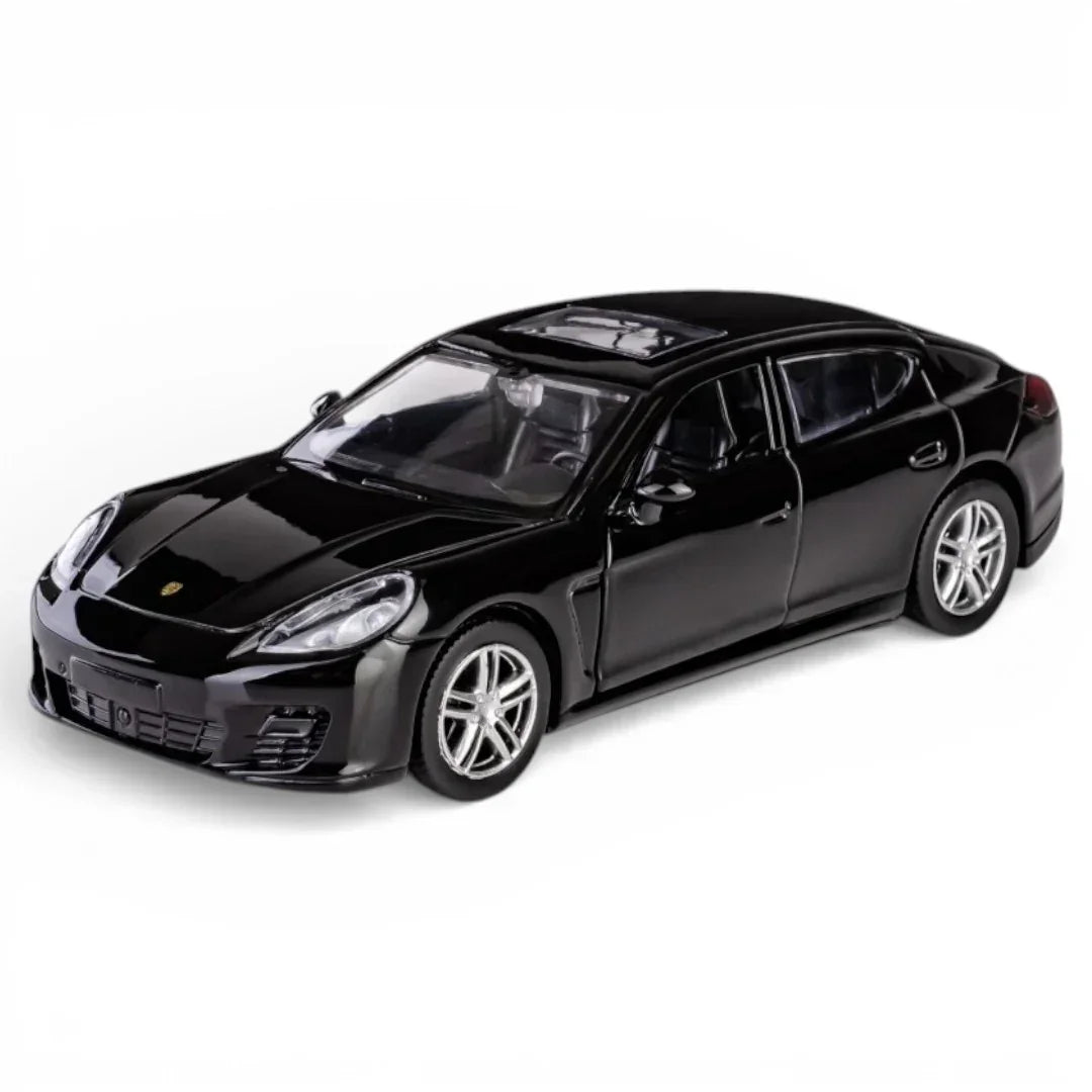 RMZ City Porsche Panamera Turbo 1:36 Die-Cast Car | Pull Back & Go | Openable Doors | Red / Black