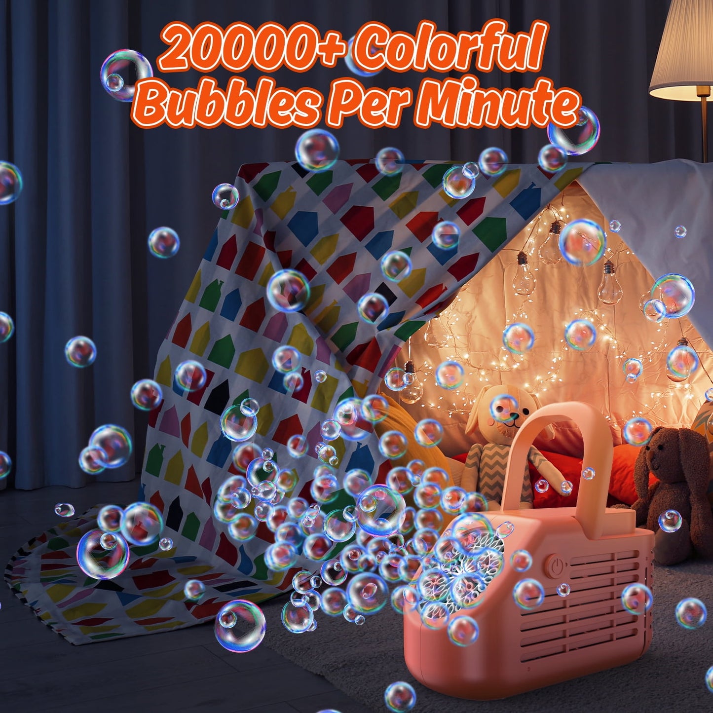 Automatic Portable Bubble Machine with Carry Handle – Bubble Maker Toy for Kids 3+ Years