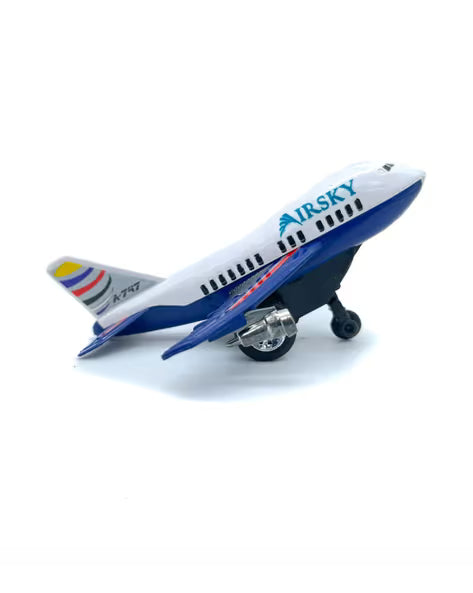 Centy Fly High Press & Go Mini Jet A-747 Toy Airplane | Blue Wings Friction Powered Aircraft Toy for Kids 3+ | BGX