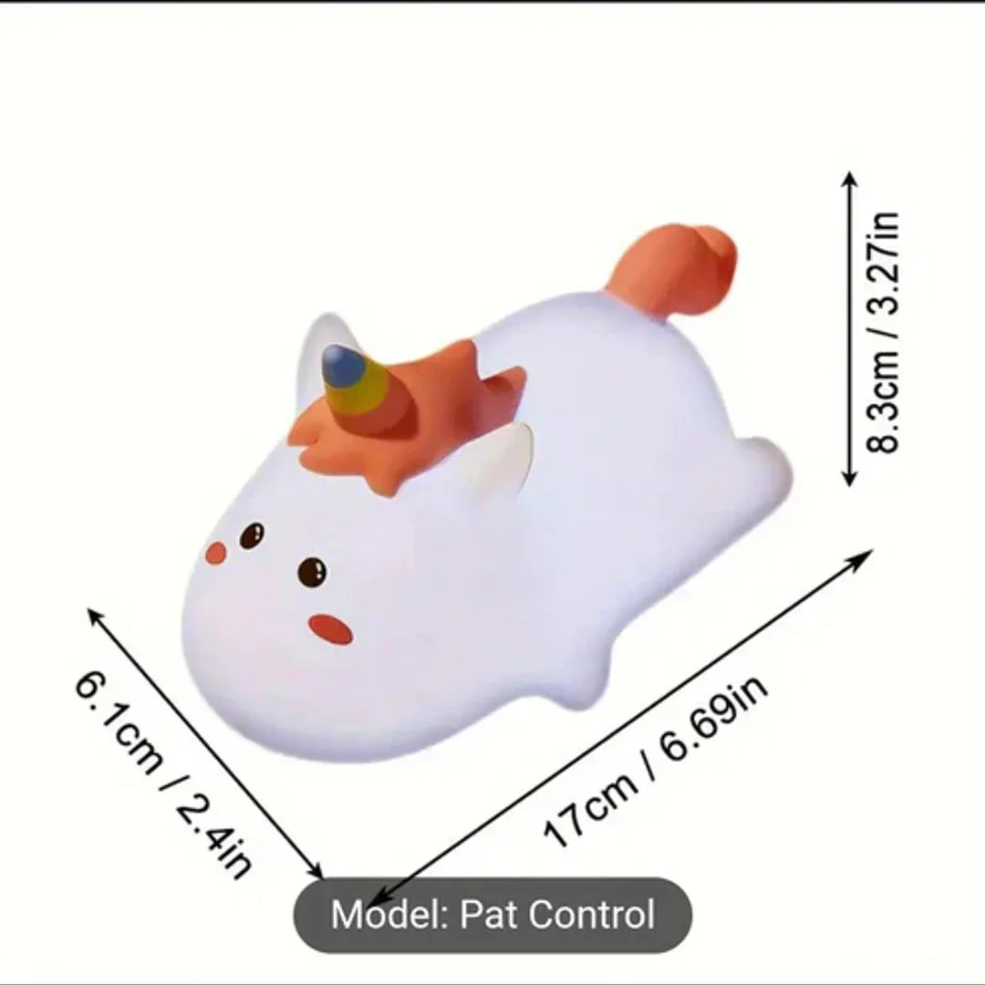 Unicorn Pat Lamp Silicone – Soft LED Bedside Light for Kids | Rechargeable & Touch Control Baby Night