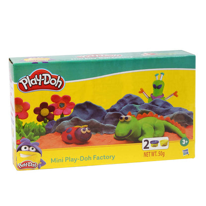 Play-Doh Mini Play-Doh Factory Playset by Hasbro | Creative Modeling Dough Kit with 2 Play-Doh Cans (50g Total), Dough Extruder, Shape Cutter & Sculpting Tools | Arts & Crafts Toy for Kids