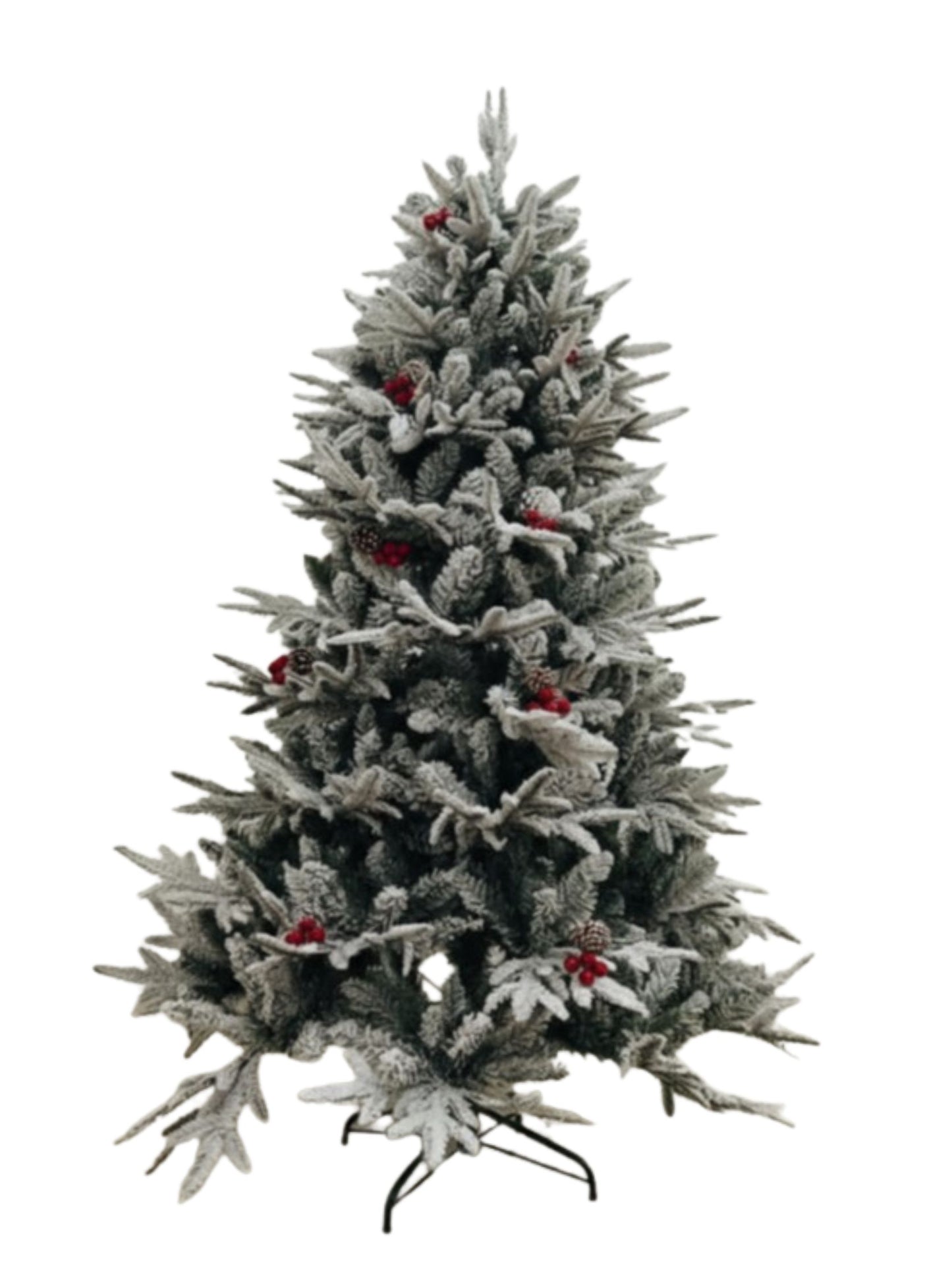 SWEN Niva 6-Feet Christmas Tree with Frosting, Red Cherries & Pine Cones | Premium Snow-Kissed Festive Tree