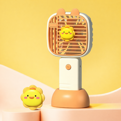 Portable Handheld Mini Fan with Stand – Cute Cartoon Personal Cooling Fan for Travel, Office & Outdoor Use (Pack of 1)
