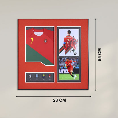 Ronaldo: Portuguese Footballer T-Shirt, Balls, and Picture Decorative Wall Frame - Championing Excellence in Football