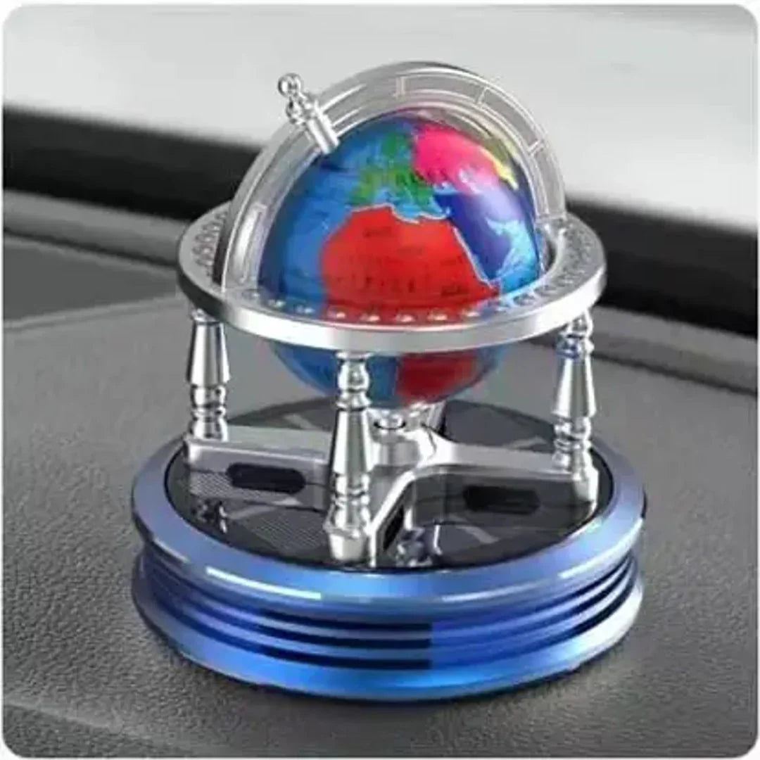 Globe Alloy Solar Energy Spinning Car Aromatherapy Air Freshener with Perfume Liquid – Fragrance Dashboard Air Purifier