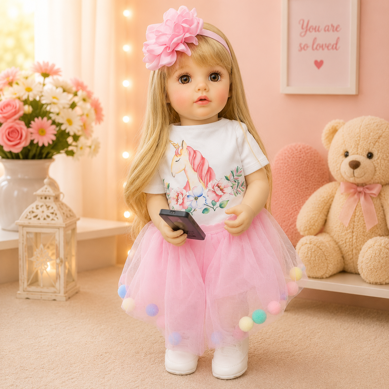 Interactive AI Baby Doll Luna Unicorn with Remote Control, Story Book, Shoes & Sound Features | Talking Doll with Songs, Stories & Learning Fun | Pink Dress | Gift for Kids 3+ Years