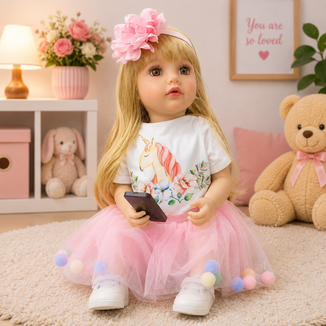 Interactive AI Baby Doll Luna Unicorn with Remote Control, Story Book, Shoes & Sound Features | Talking Doll with Songs, Stories & Learning Fun | Pink Dress | Gift for Kids 3+ Years