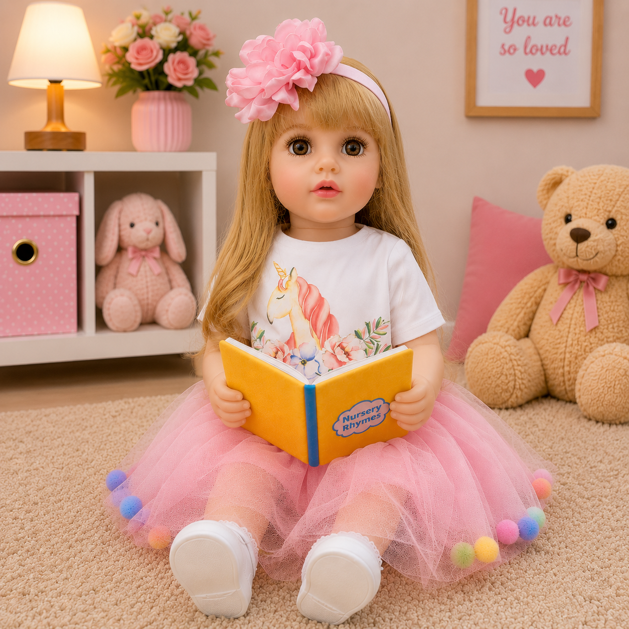 Interactive AI Baby Doll Luna Unicorn with Remote Control, Story Book, Shoes & Sound Features | Talking Doll with Songs, Stories & Learning Fun | Pink Dress | Gift for Kids 3+ Years