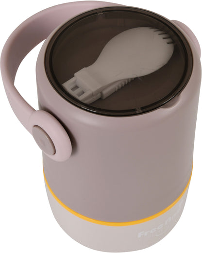 Double Layer Stainless Steel Lunch Pot 580ml with Foldable Spoon | 2 x 290ml Insulated Food Container for School, Office & Travel