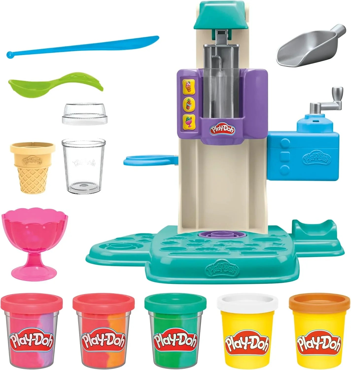 Play-Doh Rainbow Swirl Ice Cream Playset – Toy Ice Cream Maker with Cones, Toppings & Play-Doh Compound for Kids 3+ - Jaiman Toys