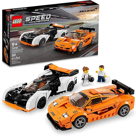 Lego Speed Champions McLaren Solus GT &amp; McLaren F1 LM 76918, 2 Iconic Race Car Toys, Hypercar Model Building Kit, Collectible 2023 Set