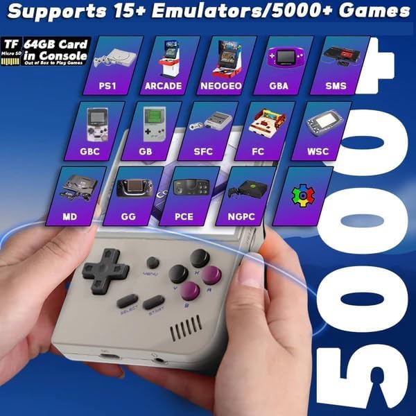 Sameo SG9000: A Premium Handheld Retro Game Console,Dual System StockOS+GarlicOS 3.5 Inch IPS Screen Built-in 64G TF (PURPLE)