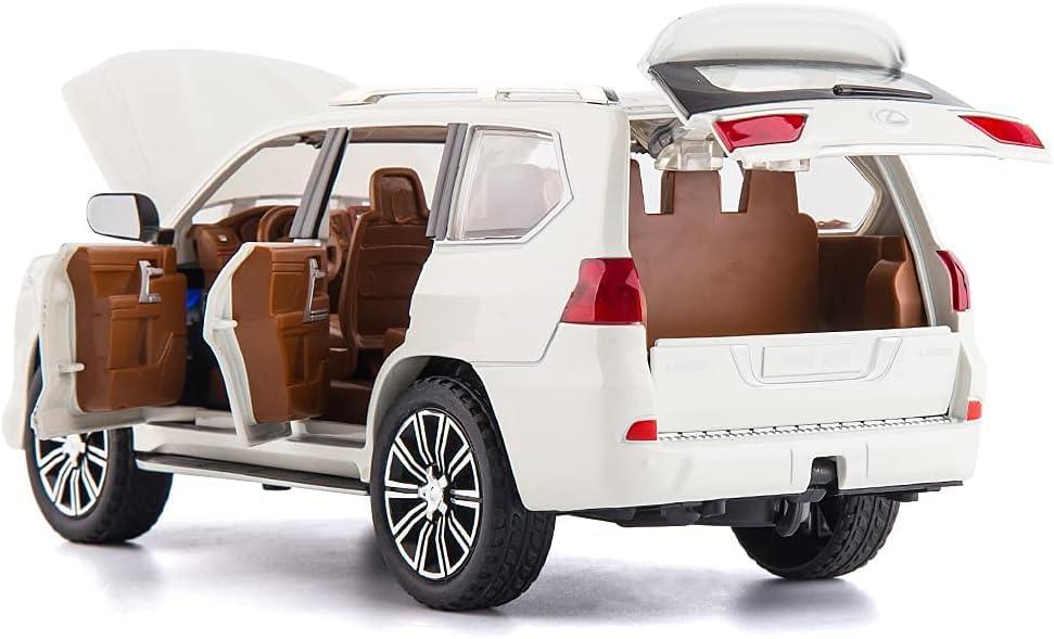 1:24 Lexus LX 570 Luxury SUV Die-Cast Model Car – Zinc Alloy Pull Back Toy Car with Openable Doors, Sound & Light (White) - Jaiman Toys