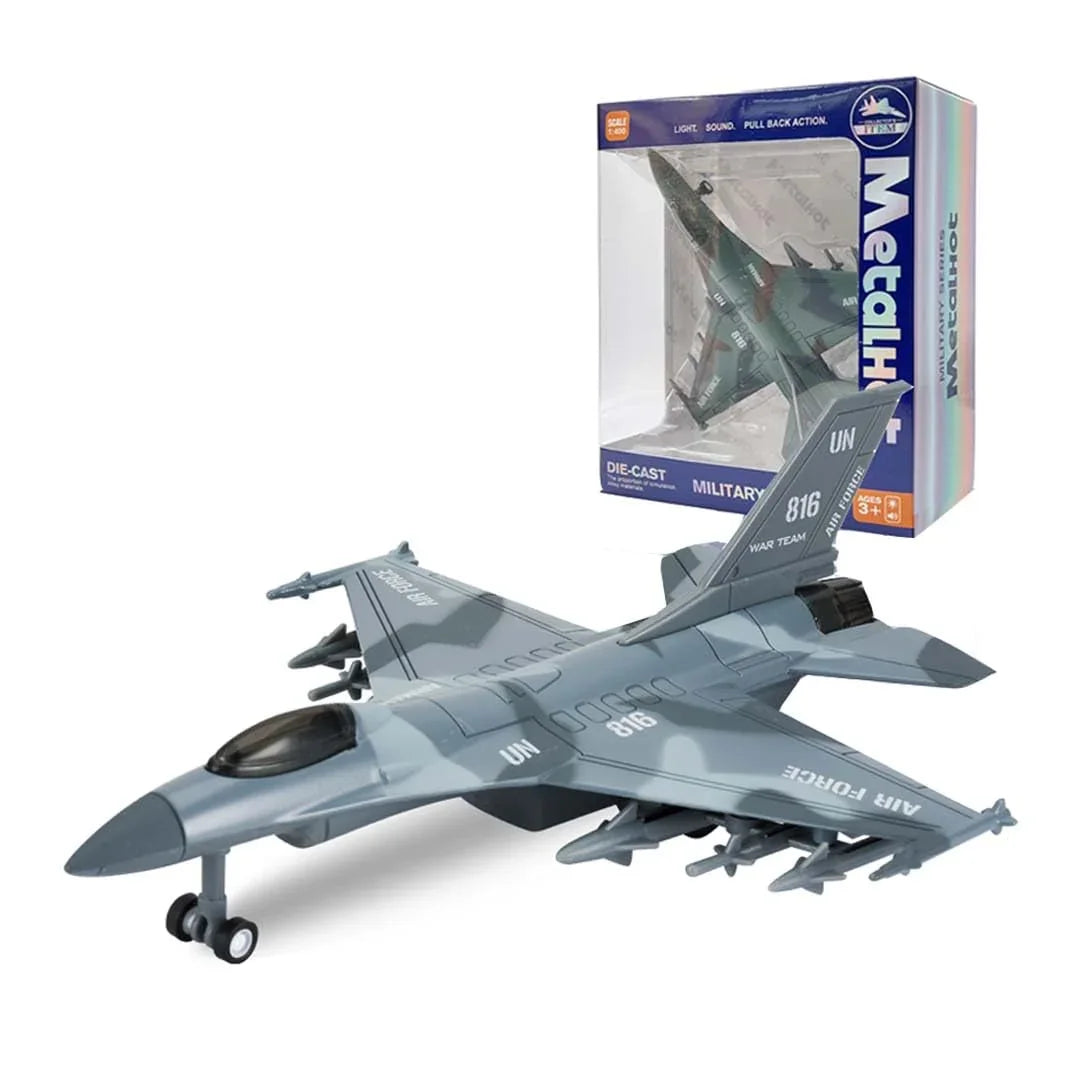 Airplane 1:400 Scale Twin-Engine Jet Fighter Model with Light & Sound – Premium Die-Cast Metal Collectible (F-16 Type) - Jaiman Toys