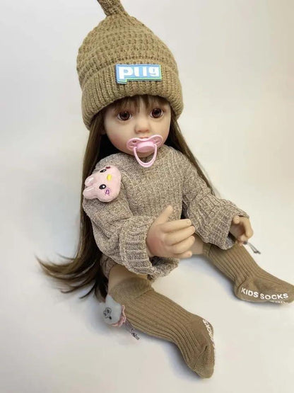 Lifelike Reborn Baby Girl Doll – Toddler with Realistic Sound & Brown Hair