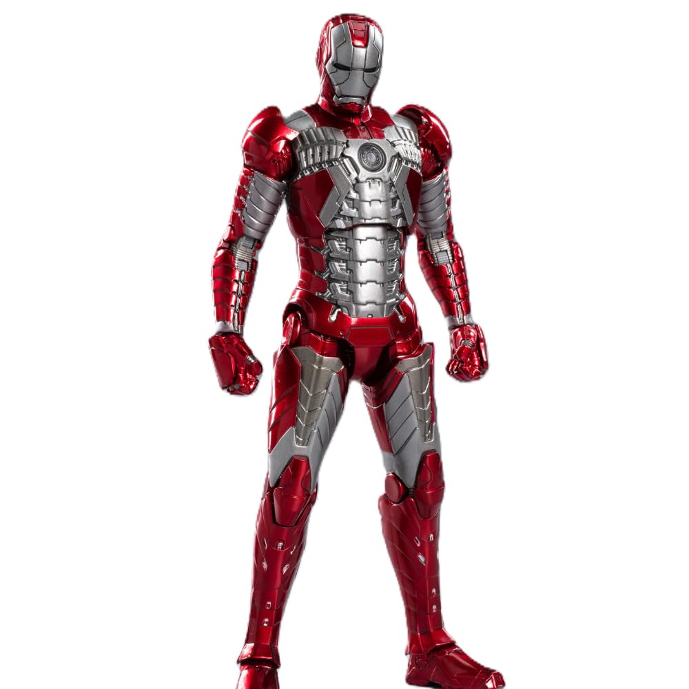 ZD Toys Marvel 1:10 Scale Iron Man Mark V – Hall of Armor Set (Set of 7) | Light-Up Action Figures
