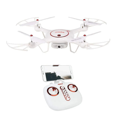 SYMA X5UW-D Radio Controlled Rotatable FPV Camera Drone Altitude Hold Mode One Key Take-Off/Landing App Control RC Quadcopter, White - Jaiman Toys