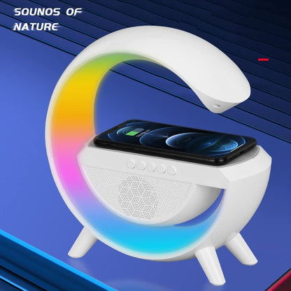 Multifunctional Smart Speaker: FM Radio, RGB Light, Wireless Charger, LED Wake-Up Light - Perfect for Home Decoration, Bedroom, and Gaming Room