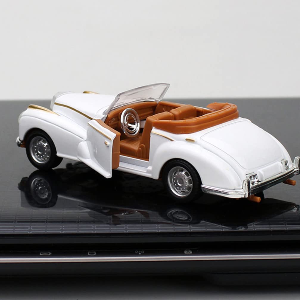 1:32 Scale Classic Convertible Die-Cast Car – Vintage Open Roof Model with Opening Doors (White, 3+ Years)