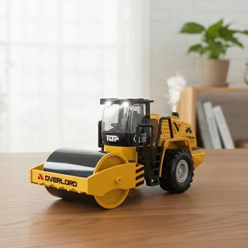 ThinkerPlace Metal Steam Roller with Light, Sound & Spray | Heavy-Duty Friction Powered Construction Vehicle Toy
