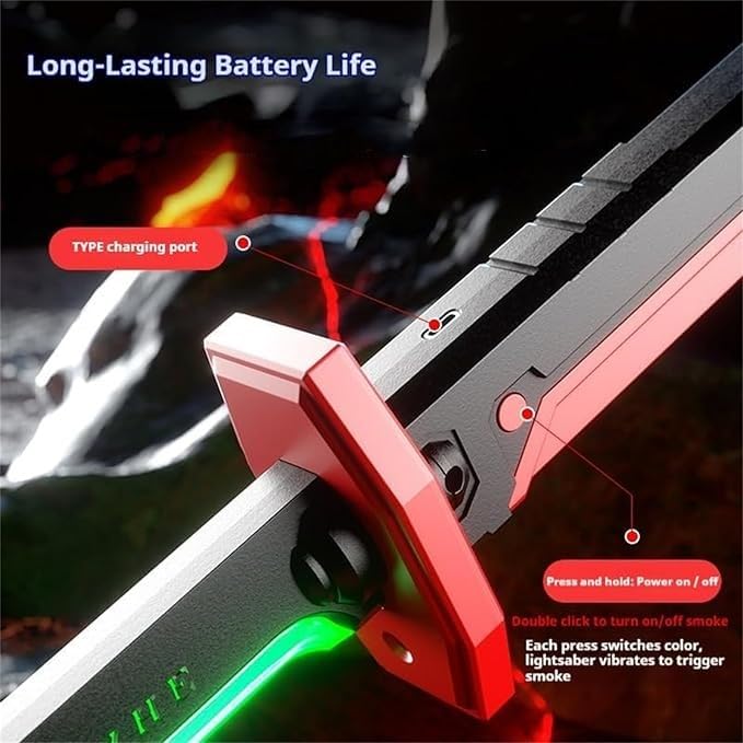 Sparkblade LED Sword with Smoke & Spark Effects – 7-Color Light Katana with Sound FX | Anime Cosplay Prop