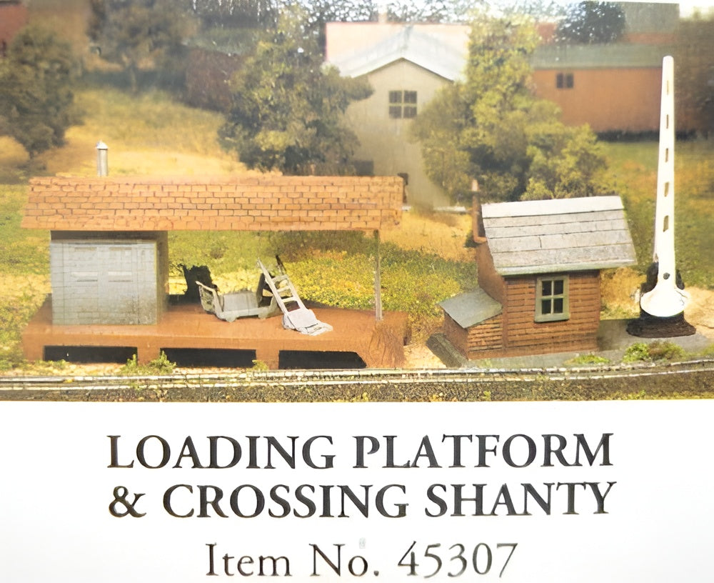 Bachmann Plasticville U.S.A. Loading Platform & Crossing Shanty – O Scale Pre-Built Railroad Structure Set