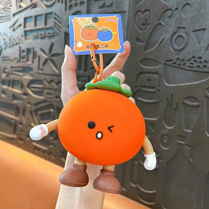 Cute Orange Fruit Silicone Mini Pouch Keychain | 3D Orange Bag Charm with Zipper Storage for Coins, Earbuds, Keys & Small Accessories