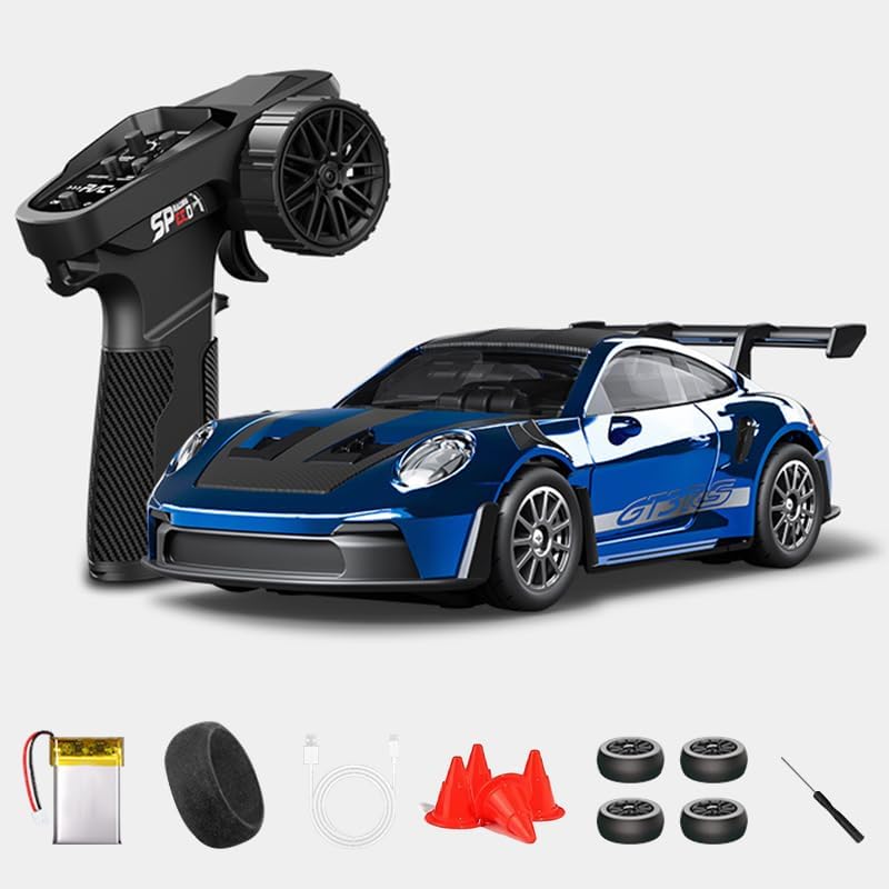 Hstar 1:43 RC Drift Car  2.4GHz 4WD Alloy 20 km/h High-Speed RC Racing Car with Gyro – (Blue)
