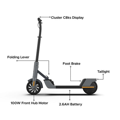 EMotorad Lil E Junior Electric Kick Scooter – Foldable Frame, 100W Motor, 2.6Ah Battery, for Kids 6+ Years - Jaiman Toys