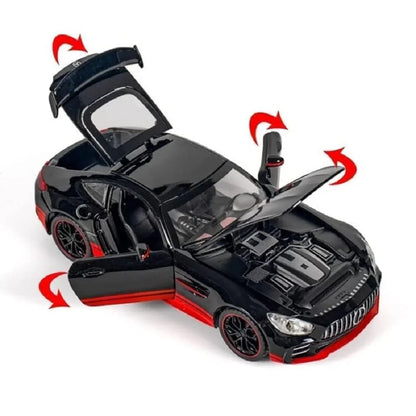 1:24 Mercedes-Benz AMG GT-R Die-Cast Alloy Model Car – Pull Back Toy Car with Openable Doors, Light & Sound - Jaiman Toys