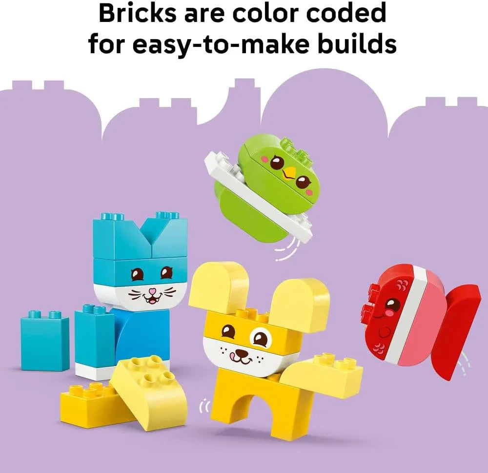 LEGO DUPLO 10477 3 in 1 Creative Cute Pets - Educational Fine Motor Skills Toy for Toddlers - Animal Figures incl. Dog, Cat, Bird & Fish - Birthday Gift for 1+ Year Old Babies, Girls & Boys