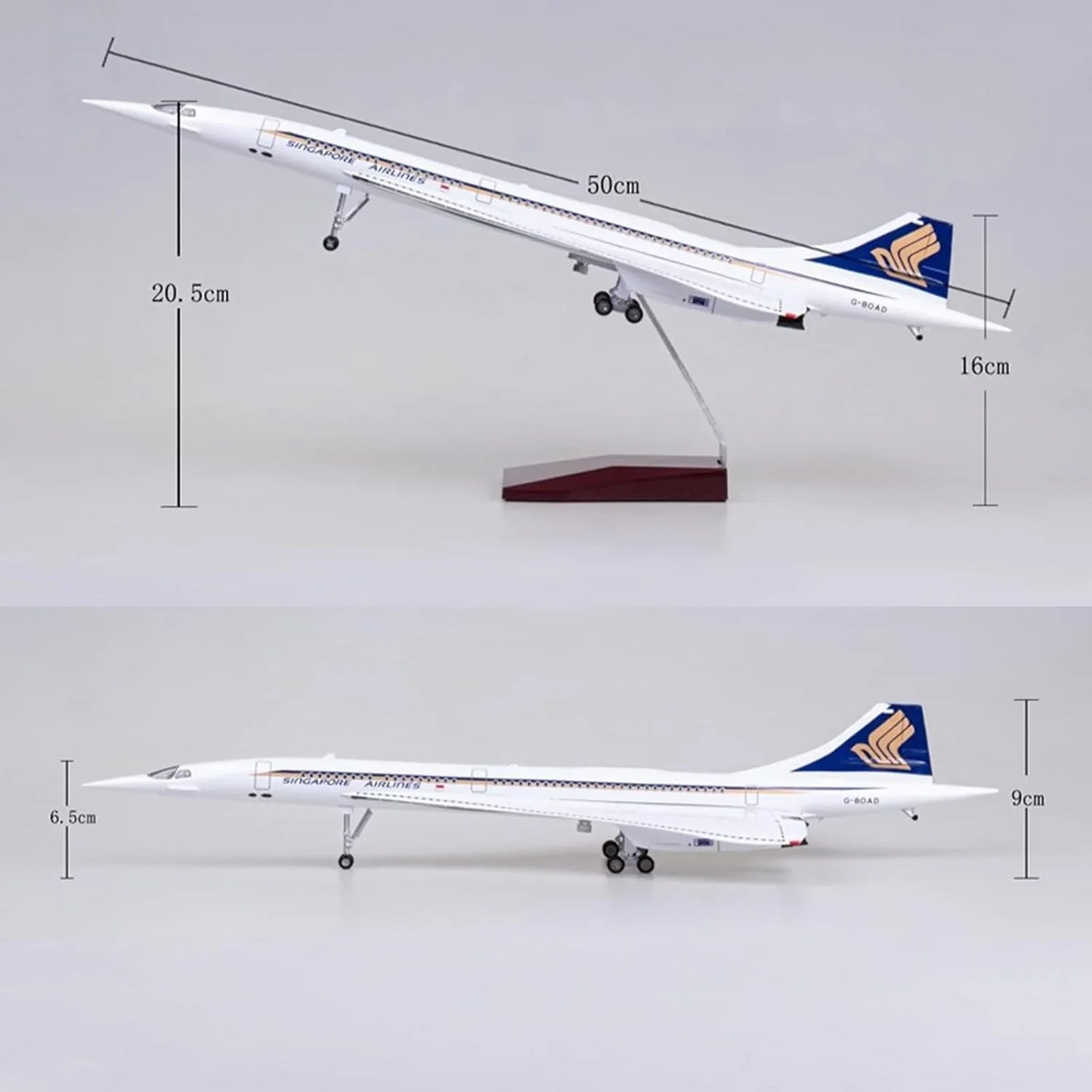 Diecast Concorde British Airways Aeroplane Model with Light – 6+ Years, Collectible Display Plane, White