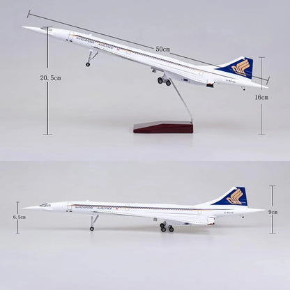 Diecast Concorde British Airways Aeroplane Model with Light – 6+ Years, Collectible Display Plane, White