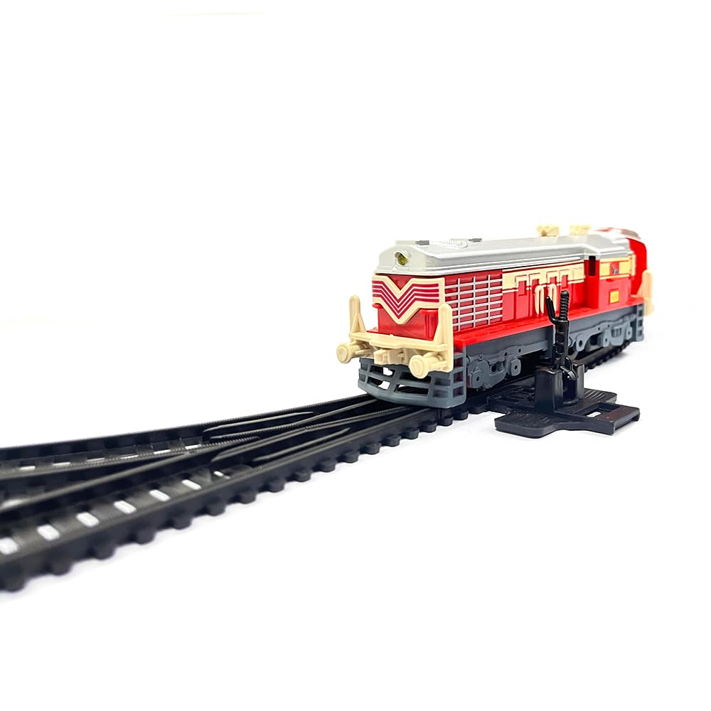 Centy 24-Piece Battery-Operated Passenger Toy Train Set with LED Headlight, 5-Piece Train, Tracks & Manual Track Changer for Kids 3+