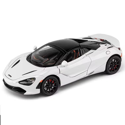 Joy Junction McLaren 720S Convertible 1:24 Diecast Car White – Metal Pullback Toy Car with Lights, Sound & Opening Doors
