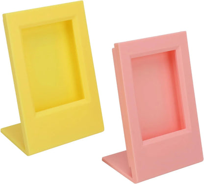 Modern Tilt – L-Shape Freestanding Photo Frame for Instax Mini Prints -Pink +Yellow - Jaiman Toys