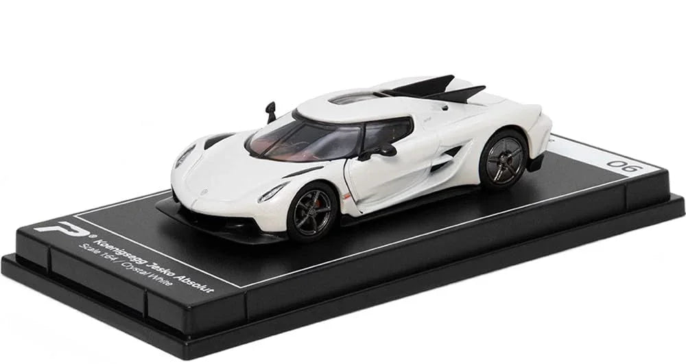 PosterCars 1:64 Koenigsegg Jesko Absolut 06 – Crystal White Acrylic Box | Hypercar League Collection Diecast Model - Jaiman Toys
