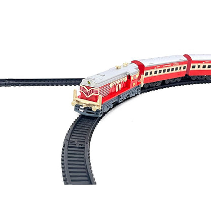 Centy 24-Piece Battery-Operated Passenger Toy Train Set with LED Headlight, 5-Piece Train, Tracks & Manual Track Changer for Kids 3+