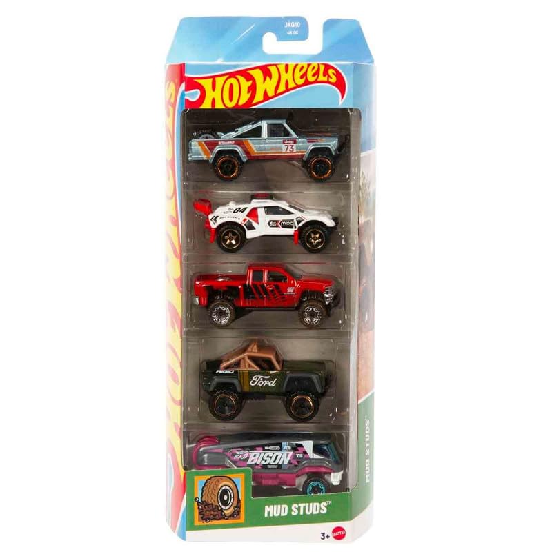 Hot Wheels Mud Studs 5-Pack Die-Cast Off-Road Trucks | 1:64 Scale Monster & Trail Vehicle Set