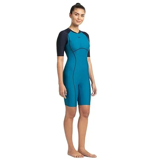 Speedo Women's Endurance Essential Splice Kneesuit Swimwear – Nordic Teal & True Navy | Training & Fitness Swimwear - Jaiman Toys