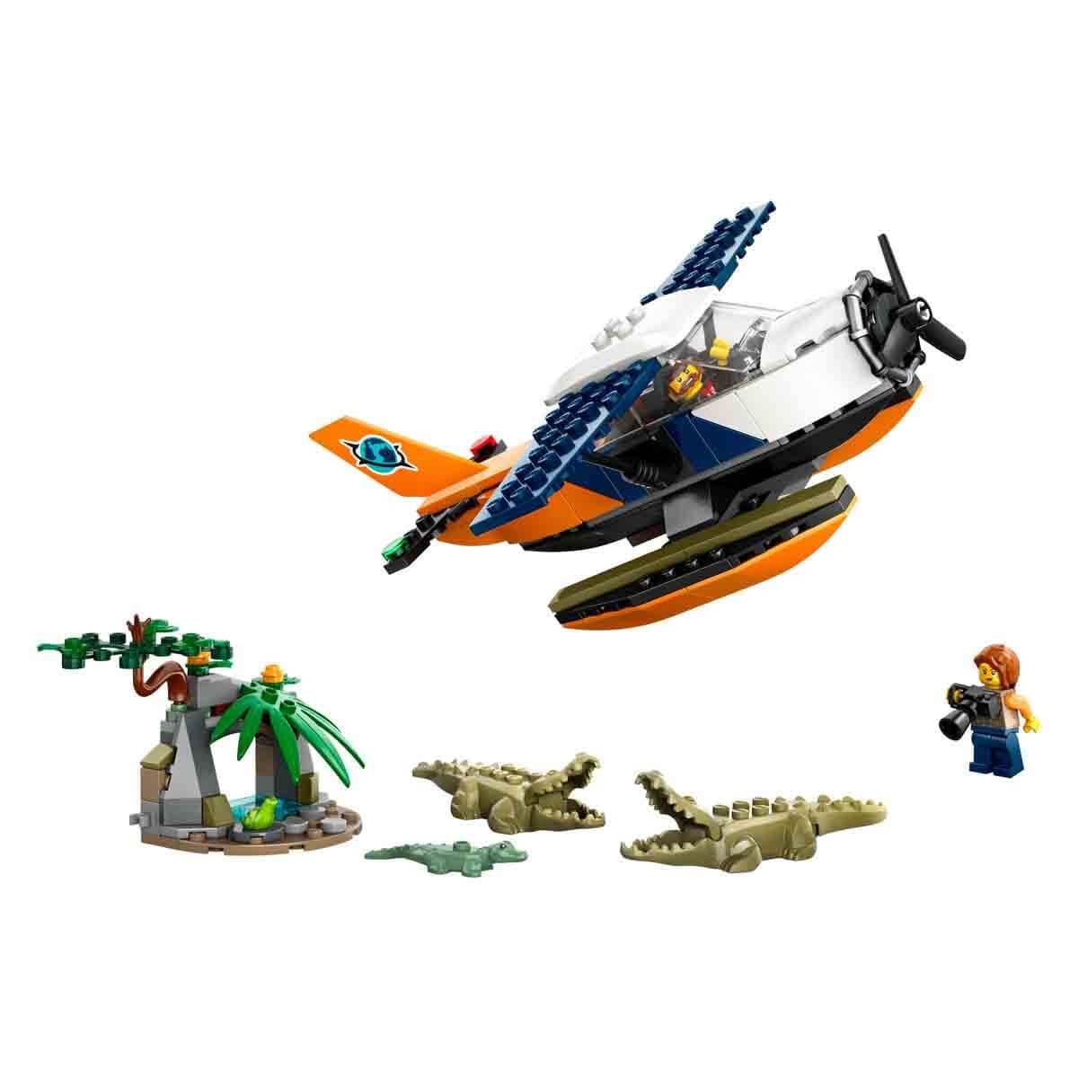 LEGO City 60425 Jungle Explorer Seaplane Plane Building Toy with 2 Minifigures, 3 Crocodile and a Frog Action Figures, Creative Toys for Boys and Girls from 6 Years 6 Years