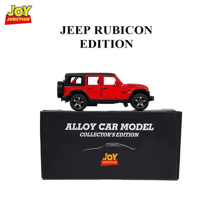 JOY JUNCTION Jeep Rubicon 1:32 Scale Die-Cast Alloy Model Car with Pullback Action, Openable Doors, Light & Music – Red - Jaiman Toys