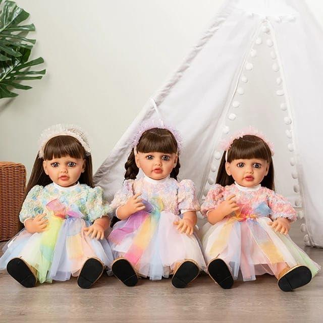 Lifelike Reborn Baby Girl Doll – Toddler with Realistic Sound & Multicolor Dress