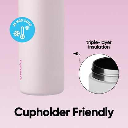 Owala FreeSip 710 ml (24 oz) Insulated Stainless Steel Water Bottle with Push-Button Lid, Built-In Straw, Leak-Proof Lock and Carry Loop