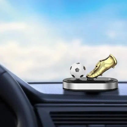 Football with Golden Boot Solar Powered Car Perfume Diffuser – Auto-Rotation Dashboard Fragrance Dispenser